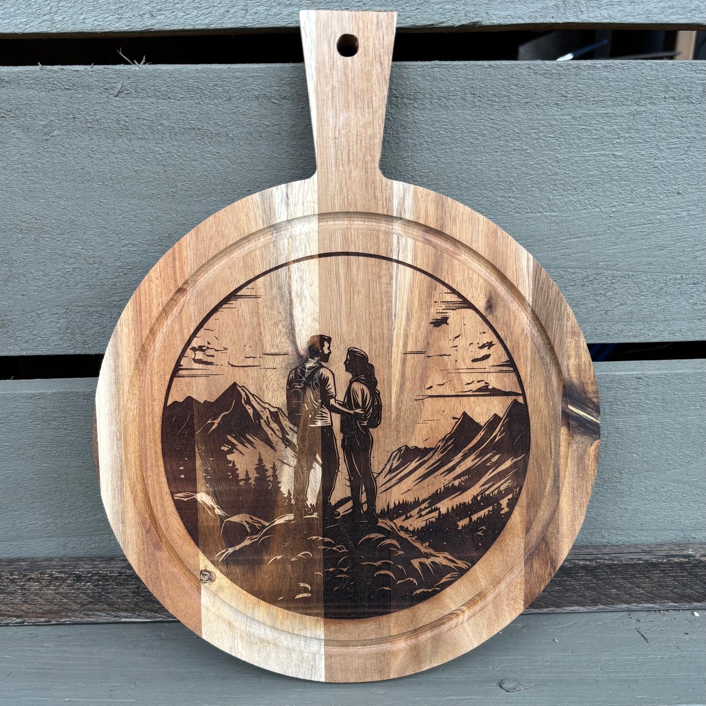 Hiking Couple Cutting Board